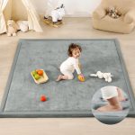 1.3" Thick Baby Play Mat for Floor Playpen, 71x59 Large Foam Tummy Time Mat, Padded Support Soft Plush Nursery Rug for Infant Kids Toddler Crawling Kick Activity (Light Grey) - Image 2
