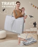 AirClub Bassinet Bedside Sleeper, Baby Crib for Newborn, Baby Bassinets Bedside Sleeper with 4 Auto-Lock & Adjustable Height, Breathable Mesh & Mattress, Bedside Bassinet - Image 3