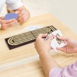 Foldable Wooden Cribbage Board Set - Elegant 3-Track Design with Magnetic Closure, 9 Metal Pegs, Full Deck of Cards, Perfect for Family Game Nights and Travel - Image 3