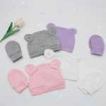 4 Pack Newborn Hats Mittens Set Bear Ears Preemie Hat Infant Hospital Mitten for Baby Boy Girl 0-6 Months - Image 3