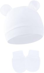 4 Pack Newborn Hats Mittens Set Bear Ears Preemie Hat Infant Hospital Mitten for Baby Boy Girl 0-6 Months - Image 5