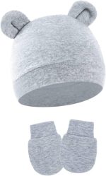 4 Pack Newborn Hats Mittens Set Bear Ears Preemie Hat Infant Hospital Mitten for Baby Boy Girl 0-6 Months - Image 6