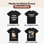 Custom T Shirts for Men/Women Personalized T-Shirt with Front Back Image/Text Customization. Perfect Custom Shirt - Image 3