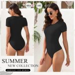 BALENNZ Women's 4/5 Pack Short Sleeve Round Neck Bodysuit Tops Crew Neck Basic Casual Tshirt Bodysuits - Image 3