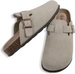 KIDMI Genuine Suede Clogs for Women Cork Footbed Sandals Leather Mules Potato Shoes with Arch Support - Image 3