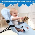 Natural Wooden Activity Toy Bar for Baby Bjorn Bouncer, 360° Rotating Smiling Moon Hanging Toys for Infant Car Seat & Stroller, Sensory Development Toy 0-12 Months - Image 3