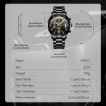 CRRJU Men's Fashion Stainless Steel Watches Date Waterproof Chronograph Wristwatches,Stainsteel Steel Band Waterproof Watch - Image 3