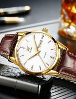 OLEVS Mens Watches, Casual Leather Watches for Men Easy to Read Quartz Number Watch with Date Waterproof Blue/Black/Silver Face Men's Wrist Watches… - Image 3