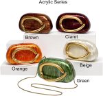 Women Trendy Chain Crossbody Shoulder Bag Handbag Acrylic Wedding Evening Bag Shell Formal Clutch Purse - Image 5