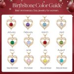 LOUISA SECRET Love Heart Birthstone Necklaces for Women, Birthday Gift for Women, Anniversary Jewelry for Wife Her, 925 Sterling Silver Pendant Necklace, Mother's Day Gift - Image 5