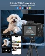 8K Digital Cameras for Photography - Autofocus 88MP WiFi Profession Camera with Dual-Lens - 16X Digital Zoom Photography Camera for YouTube with Lens Hood, Touch Screen, 2 Batteries & Charging Stand - Image 3