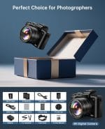 8K Digital Cameras for Photography - Autofocus 88MP WiFi Profession Camera with Dual-Lens - 16X Digital Zoom Photography Camera for YouTube with Lens Hood, Touch Screen, 2 Batteries & Charging Stand - Image 4