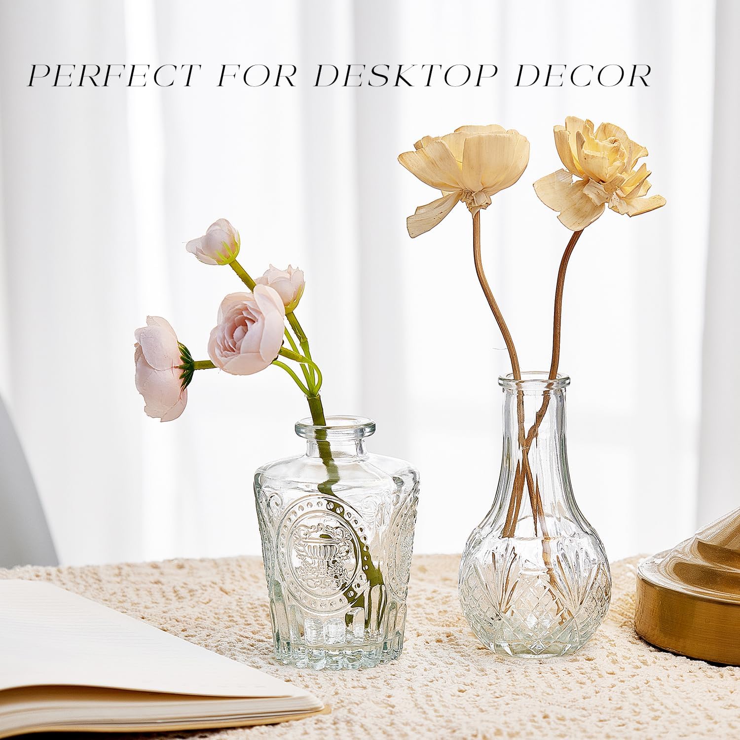 Glass Bud Vase Set of 16, Small Flower Vases, Glass Vases for Centerpieces, Vintage Home Table Decorations Bud Vases (16 Pcs, Clear) - Image 4