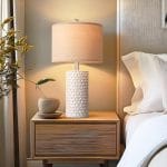 PARTPHONER 23" Modern Ceramic Table Lamp Set of 2, Table Lamps for Living Room, Rustic Farmhouse Bedside Lamps Nightstand lamp for Bedroom, White Desk Lamp for End Table Home Decor Beige - Image 3