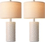 PARTPHONER 23" Modern Ceramic Table Lamp Set of 2, Table Lamps for Living Room, Rustic Farmhouse Bedside Lamps Nightstand lamp for Bedroom, White Desk Lamp for End Table Home Decor Beige - Image 4