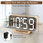 Peakeep Slim Digital Mirror Aesthetic Alarm Clock for Bedrooms Desk Decor - Plug in Electric Big LED Modern Small Clock for Office Living Room, Battery Backup, 6 Dimmers (Gold) - Image 3