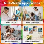 4 Pack Paint by Numbers for Adults with Framed Canvas - with Wooden Easel, Beach Paint by Number on Canvas, DIY Sea Turtle Acrylic Oil Painting Kits with Brushes for Home Wall Decor (8x12 inch) - Image 4