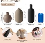 Smiletag Ceramic Modern Farmhouse Vase, Neutral Small for Table, Living Room, Shelf, Bookshelf and Entryway Décor, Set of 3 - Image 4