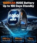 LIGE Smart Watch with 1000 mAh Battery, 2.13" AMOLED Full Touch Screen Military Smart Watches for Men with Make/Answer Call/110 Sports Modes/5ATM Waterproof Watch/Sleep Monitor, iOS Android - Image 3