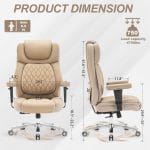 Big and Tall Office Chair 750lbs,Heavy Duty Office Chairs with Dual Rubber Wheels,Extra Wide Desk Chair,Adjustable Ergonomic Lumbar Support,High Back Rocking Computer Chair for Heavy People - Image 3