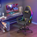Bigzzia Gaming Chair with RGB LED Lights, High Back Ergonomic Computer Gamer Chair, Video Game Chair for Adult & Kids Racing Reclining Game Chairs with Footrest, Lumbar Support & Headrest (Black) - Image 3