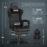 Gaming Chair,Ergonomic Computer Chairs for Adults with Footrest, PU Leather Office Chair with Adjustable Lumbar Support & Pocket Spring Cushion - Heavy Duty 400lb Capacity Gamer Chair(Black) - Image 4