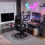 Gaming Chair, Computer Chairs for Adults with Lumbar Support and Massager, Comfortable Gamer Chair with Footrest & Pocket Spring Cushion, Ergonomic Home Office Chair, Black, Fabric - Image 3