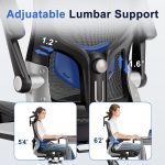 Ergonomic Office Chair，Mesh Seat Cushion with 3D Armrests and 3D Headrest, Adjustable Lumbar Support with Rocking Function, SGS Class 4 Gas Clylinder，Black - Image 4