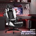 EXRACING Gaming Chair with 3D Adjustable Armrests, Cow Print Design, Ergonomic Office Chair with High Back, Computer Chair with Footrest,Comfy Diamond Stitching Sest, Game Chair for Adults - Image 3