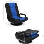 Best Choice Products Swivel Gaming Chair 360 Degree Multipurpose Floor Chair Rocker for TV, Reading, Playing Video Games w/Lumbar Support, Armrest Handles, Adjustable Foldable Backrest - Black/Blue - Image 3