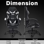FAB&DELUXE Gaming Chair, Ergonomic Computer Office Chair with Footrest and Lumbar Support, Height Adjustable Desk Chair with 360° Swivel Seat and Headrest, Grey & Black - Image 3