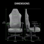 Razer Iskur V2 X Ergonomic Gaming Chair: Built-in Lumbar Support - Widened Seat - High Density Foam Cushions - Adjustable 152 Degree Recline - 2D Armrests - Plush Fabric Finish - Light Gray Edition - Image 3