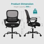 SMUG Home Office Computer Desk Chair - Ergonomic Mid-Back Mesh Swivel Rolling Work with Wheels, Comfy Lumbar Support and Armrest, for Bedroom, Study, Dorm, Student, Adults - Image 3