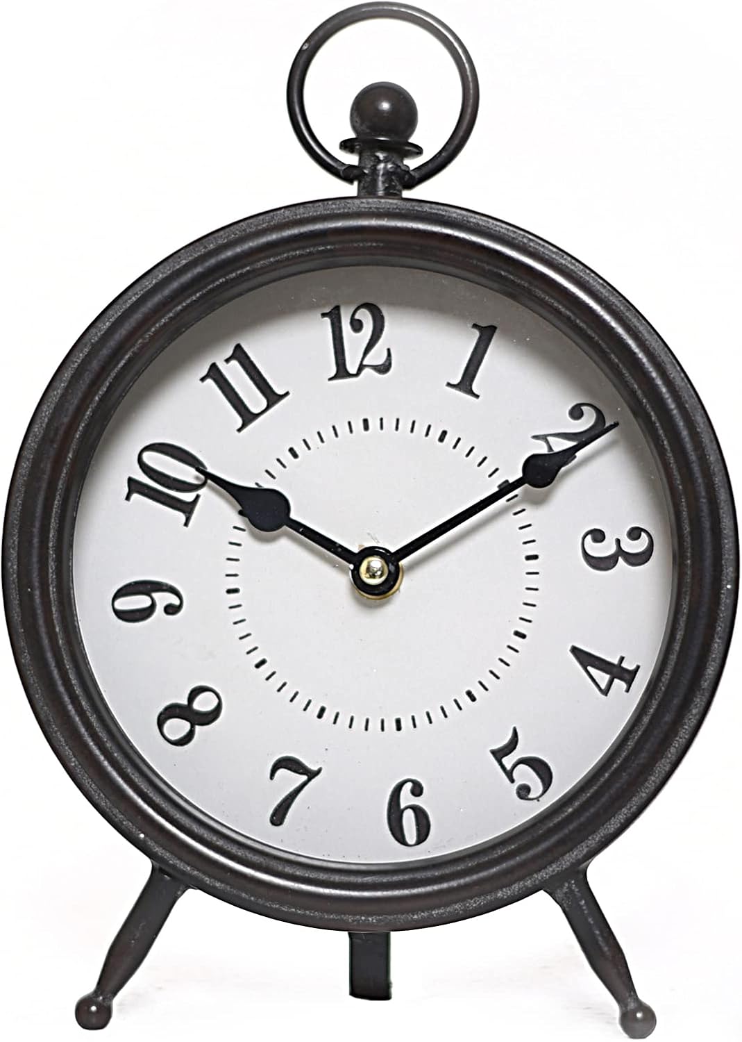 Vintage Black Table Clock on Stand, Decorative Desk and Shelf Clock, Rustic Mantel Clock Farmhouse Clock Non-Ticking - Image 6