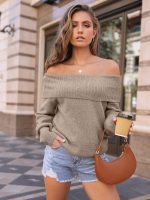 LILLUSORY Womens Off The Shoulder Sweater Oversized Batwing Sleeve Loose Pullover Sweaters Tops - Image 3
