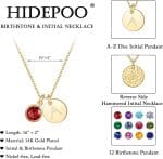 Hidepoo Initial Birthstone Necklace for Girl Women - 14K Gold Plated Disc Letter Necklace Personalized Gifts Jewelry Birthstone Initial Necklaces Birthday Gift for Female Teens Mom - Image 5