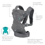 Infantino Flip 4-in-1 Convertible Baby Carrier, Adjustable, Ergonomic Babywearing, Registry Essential, Baby Carrier for Newborn to Toddler, Gray - Image 6