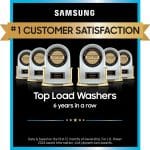 Samsung Smart 4.7 Cu Ft Top Load Washer & 7.4 Cu Ft Electric Dryer, Sensor Stops Overdrying, Low Vibration Quiet Wash, WaterJet w/Power Cords, Hoses, Vent Duct, 1 Year CPS Protection Bundle (Black) - Image 3
