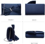 Dasein Women Elegant Satin Bow Flap Evening Bag Rhinestone Clutch Purse Handbag Formal/Wedding/Prom/Party - Image 4