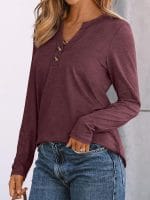 AUTOMET Women's Long Sleeve Shirts 2025 Fall Fashion Dressy Casual Tops Trendy Henley Blouses Cute Work Outfits Clothes - Image 4