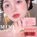 Eakroo 6 Colors Peach Lip Stain Set, Korean Lip Gloss Mini Liquid Lip Tint, Lipstick for Women, Liquid Blush, Lip Plumper, Lip Stain Long Lasting Waterproof, High Pigment, Vivid Color, Cute Stuff - Image 3