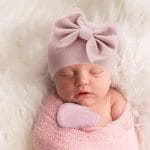 BQUBO Newborn Baby Girls Hats Mittens Set Hospital Hat Beanie Infant Bow Hats Baby Cotton Gloves for 0-6 Months - Image 4