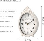 Abdurey Vintage Table Clock on Stand, Desk and Shelf Decorative Clock, French Rustic Style Antique White Mantel Clocks for Living Room,Farmhouse,Bedroom,Bedside,Gift Clocks - Image 3