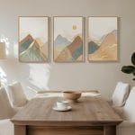 Framed Boho Mountain Wall Art for Living Room, Large Modern Canvas Nature Landscape Prints Artwork for Walls, Minimalist Sun Line Painting, Hallway, Bedroom, Kitchen, Office Wall Decor, 16x24 Inch - Image 4