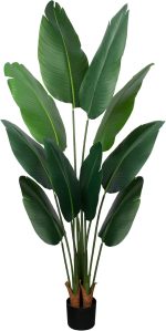 Artificial Bird of Paradise Plant 5 Ft Tall Fake Banana Leaf Plant for Indoors and Outdoors,Faux Palm Tree with Plastic Pot for Office and Home Decor,L160 - Image 3