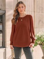 AUTOMET Long Sleeve Shirts Womens Pleated Business Casual Blouses with Smocked Cuffs - Image 3