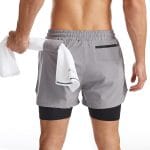 Surenow Mens 2 in 1 Running Shorts Quick Dry Athletic Shorts with Liner, Workout Shorts with Zip Pockets and Towel Loop - Image 3