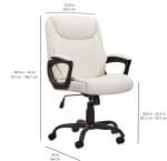 Amazon Basics Classic Puresoft PU Padded Mid-Back Height Adjustable Office Computer Desk Chair with Armrest, 26"D x 23.75"W x 42"H, Cream - Image 4