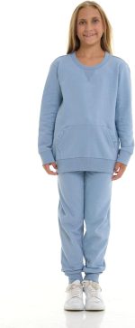 Pink Angel 2-Piece Girls' Fleece Sweatshirt and Jogger Set – Soft Matching Loungewear Outfit for Kids (Sizes 2T-16) - Image 3