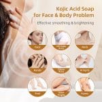 Kojic Acid Turmeric Soap Bar Dark Spots for Face & Body, Deep Cleansing, Gentle Soap Sensitive Skin Formula, All Skin Types 2Pack with Dish - Image 3